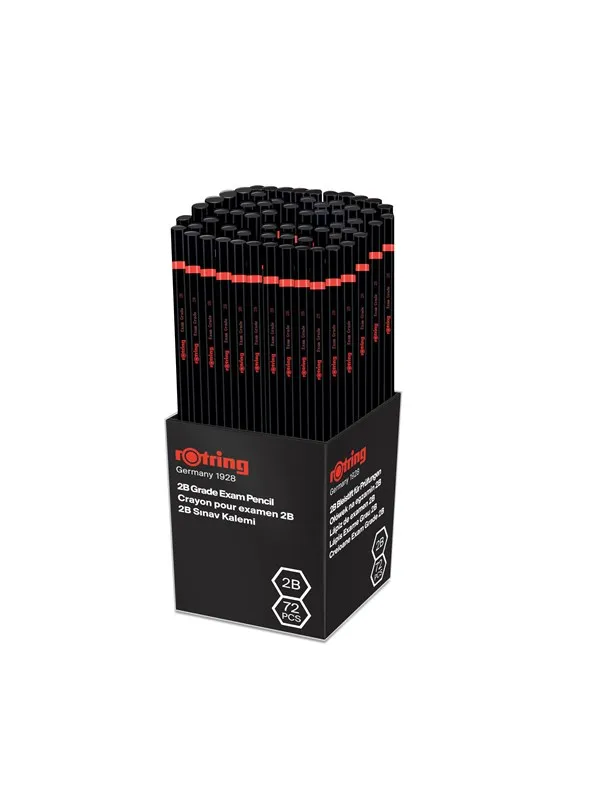 Rotring rOtring Woodcase blyanter |  2B eksamenskarakter | Sort | 4 Antal