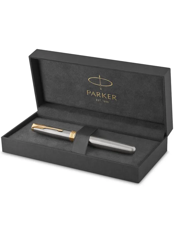 Parker Sonnet Fountain Pen | Stainless Steel with Gold Trim | Medium Nib | Gift Box