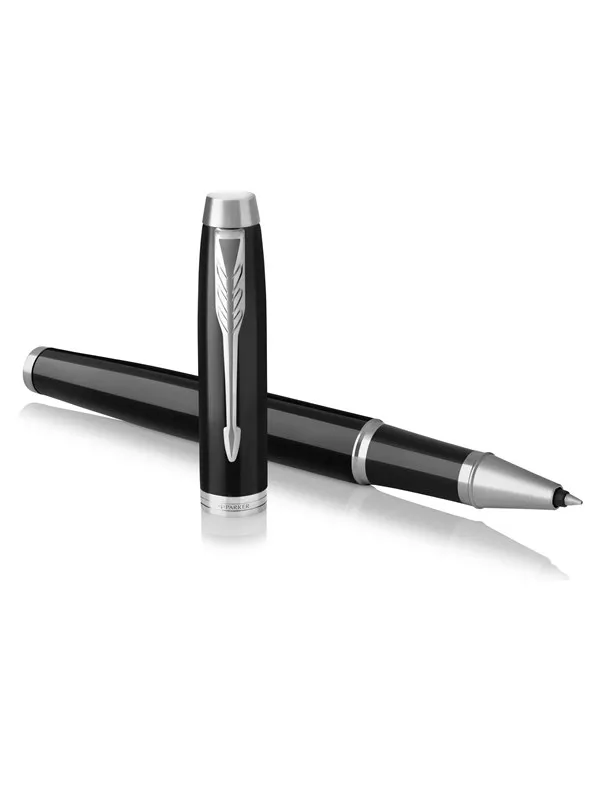 Parker IM Rollerball Pen | Black  Lacquer with Chrome Trim | Fine Point Black Ink | Gift Box