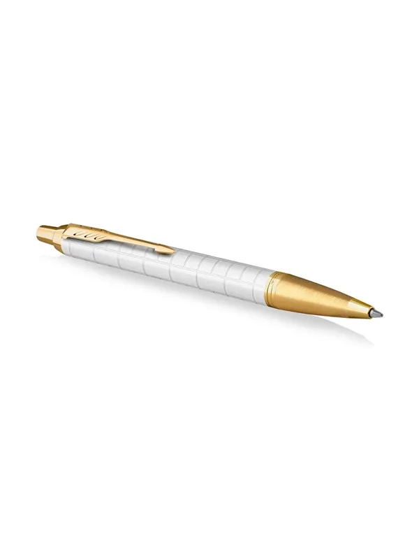 Parker IM Ballpoint Pen | Premium Pearl Lacquer with Gold Trim | Medium Point with Blue Ink Refill | Gift Box