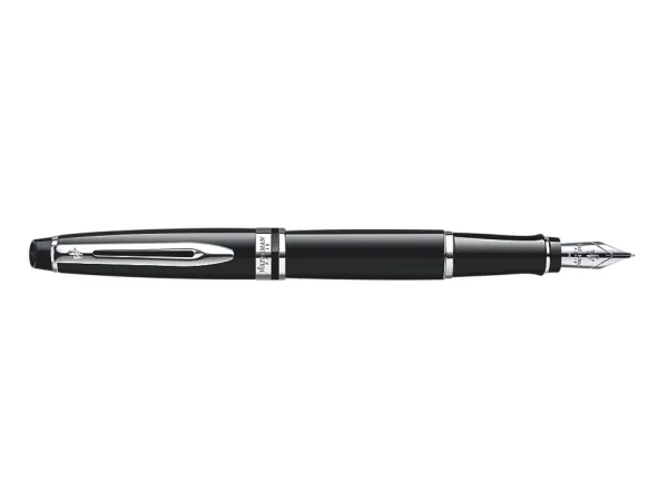 Waterman Expert Fountain Pen | Gloss Black with Chrome Trim | Medium Nib | Gift Box