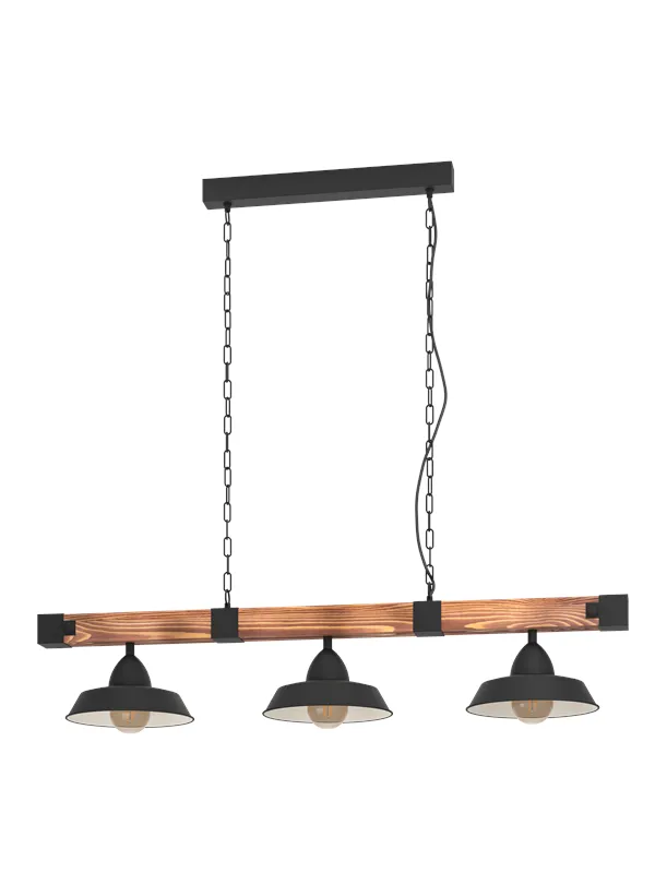 EGLO OLDBURY long table pendant 3L black/rustic brown