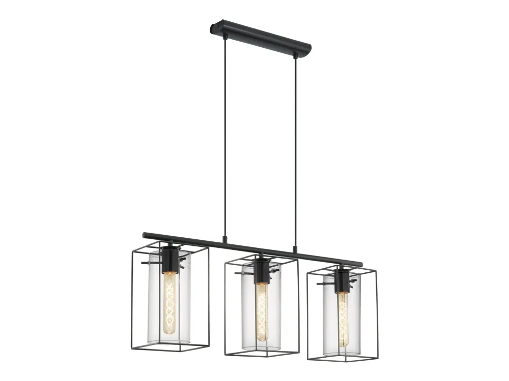 EGLO LONCINO long table pendant black/smoke-coloured