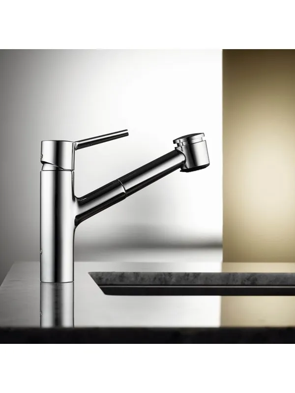KWC luna e with pull-out shower chrome used in commercial kitchens