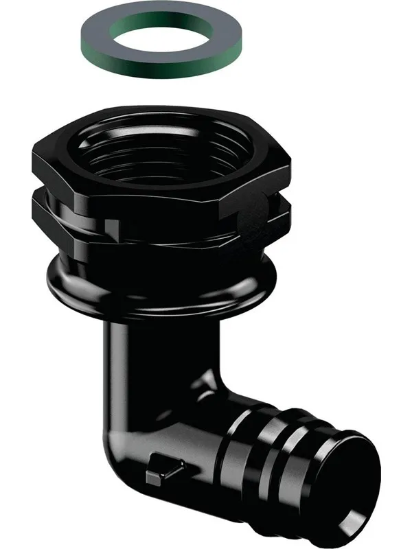 Uponor q&e elbow adapter 90° swivel nut ppsu black 16 mm x 12