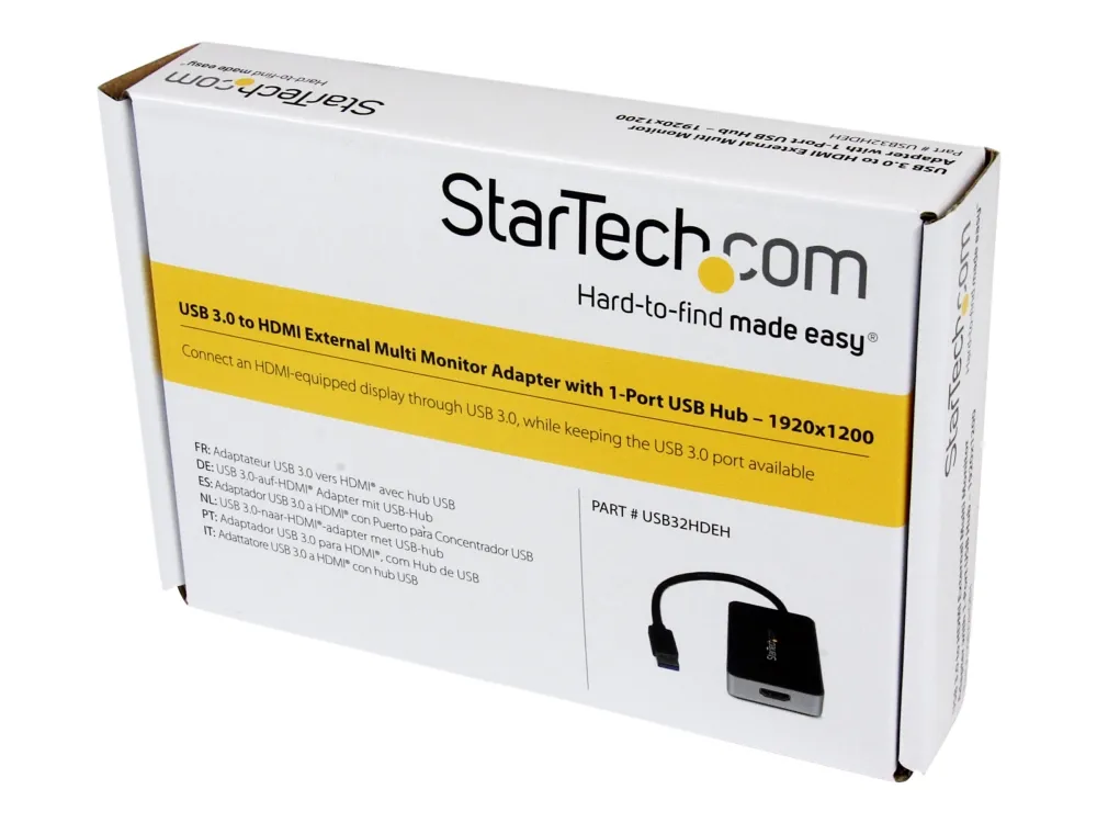StarTech.com USB 3.0 to HDMI External Video Card Adapter with 1-Port USB Hub ekstern videoadapter