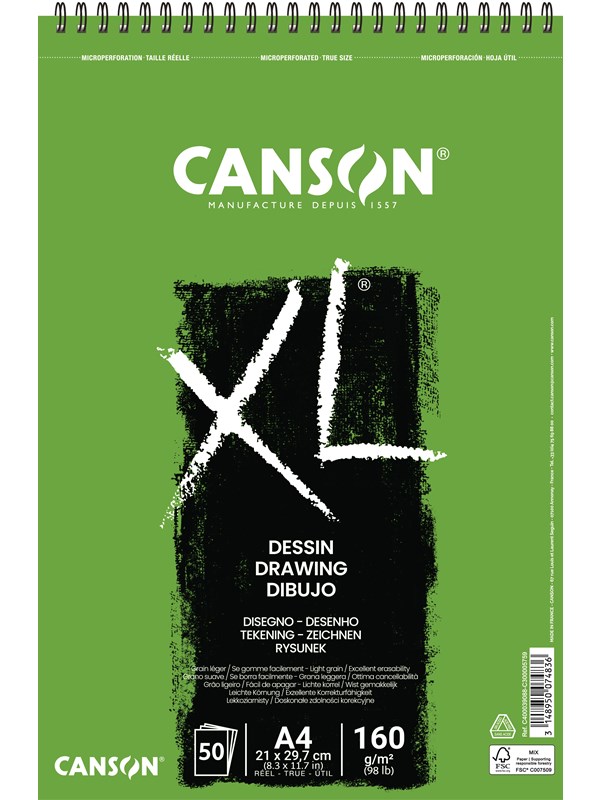 Canson XL Dessin LG A4 160G Spiral 50 SH