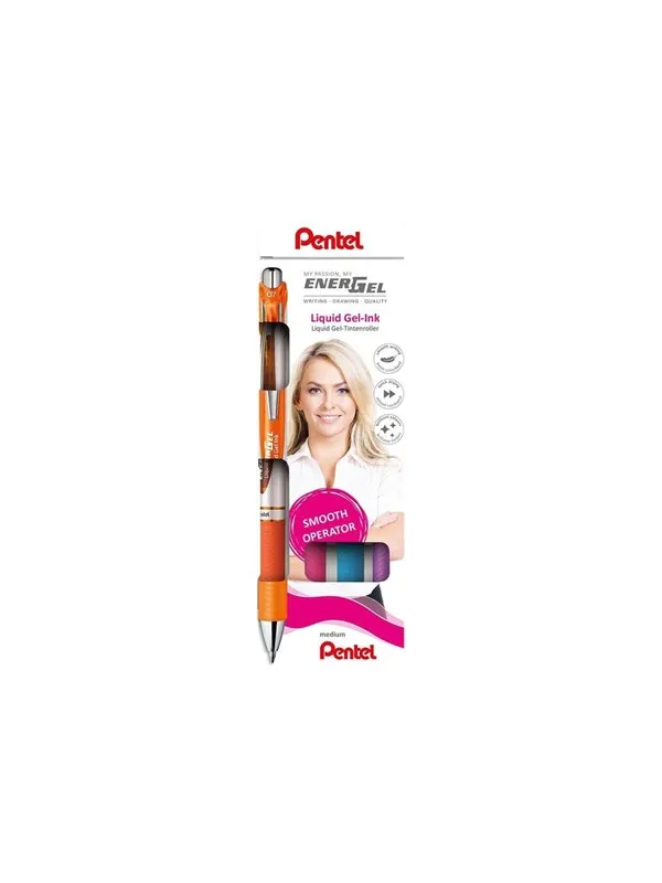 Pentel BL77-4COL Energel Roller 0.7mm  4-pack (Orange - Violet - Pink - Light Blue)