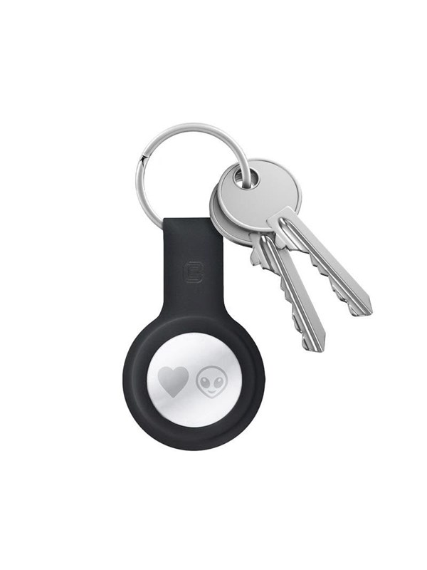 CRONG Silicone Case with Key Ring - Protective keychain case for Apple AirTag 1/2 - black
