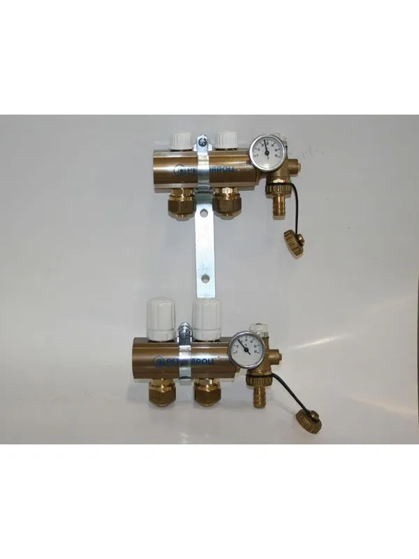 Pettinaroli Manifold system 1x3/4 in- and outlet incl  brackets 20 mm fittings and end pieces 2 outlets