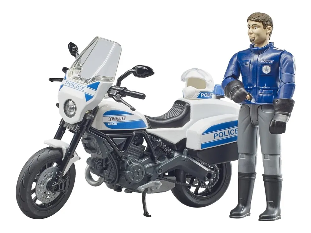 Bruder bworld Ducati Scrambler FT politimotorsykkel lekesett