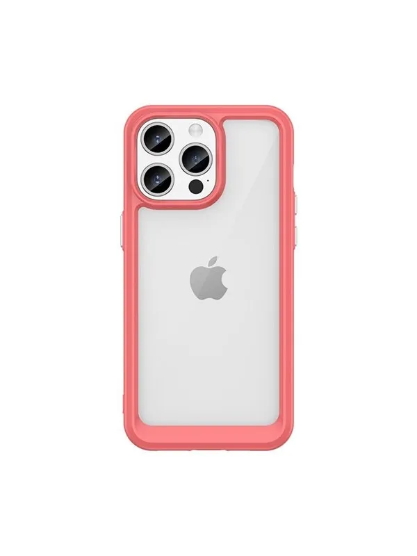 Hurtel Reinforced Case with a Flexible frame for iPhone 15 Pro Outer Space - Red