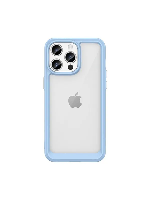 Hurtel iPhone 15 Pro Max Outer Space Reinforced Case with Flexible Frame - Blue
