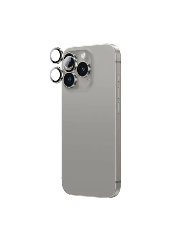 AmazingThing AR Aluminum 3 Lens Tempered Glass with Camera Lens Frame for iPhone 16 Pro / 16 Pro Max - Gray