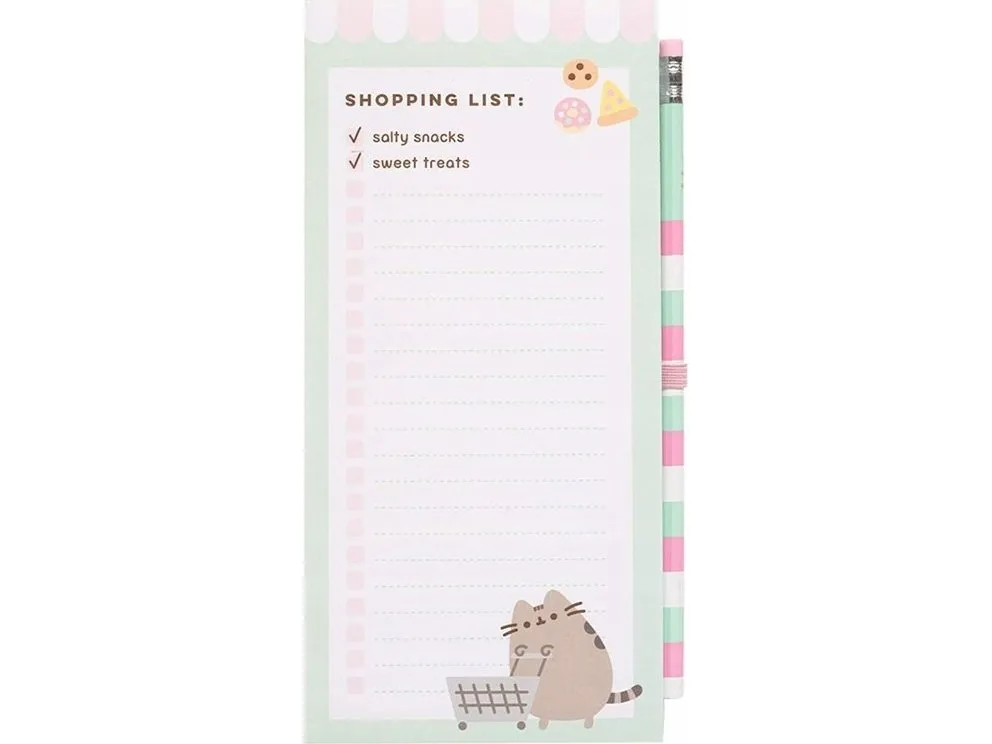 Pusheen - Magnetic notebook / shopping list for the fridge + pencil - 10 x 21 cm