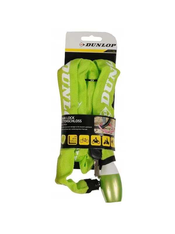 Dunlop - Bike lock with chain lock 120cm - Green