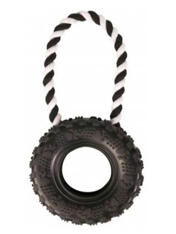 Trixie Dog Toy Tire on a Rope ø 15/31 cm black