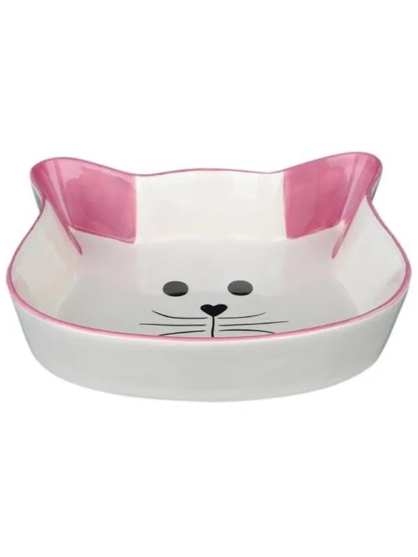 Trixie Ceramic Bowl cat face 0.25 l/12 cm assorted colours