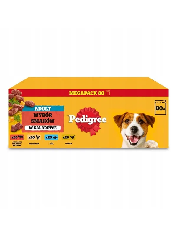 Pedigree Adult Selection of flavours in jelly - wet dog food - 80x100g