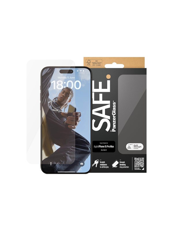 SAFE by PanzerGlass Screen Protector iPhone 15 Pro Max | Ultra-Wide Fit