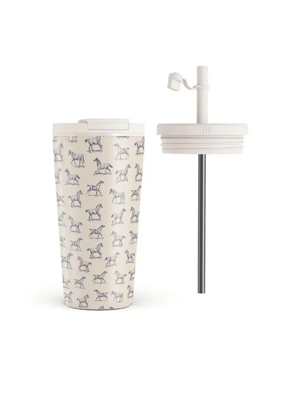 Burga Derby Race - Travel Mug 500ml with Flap & Straw Set
