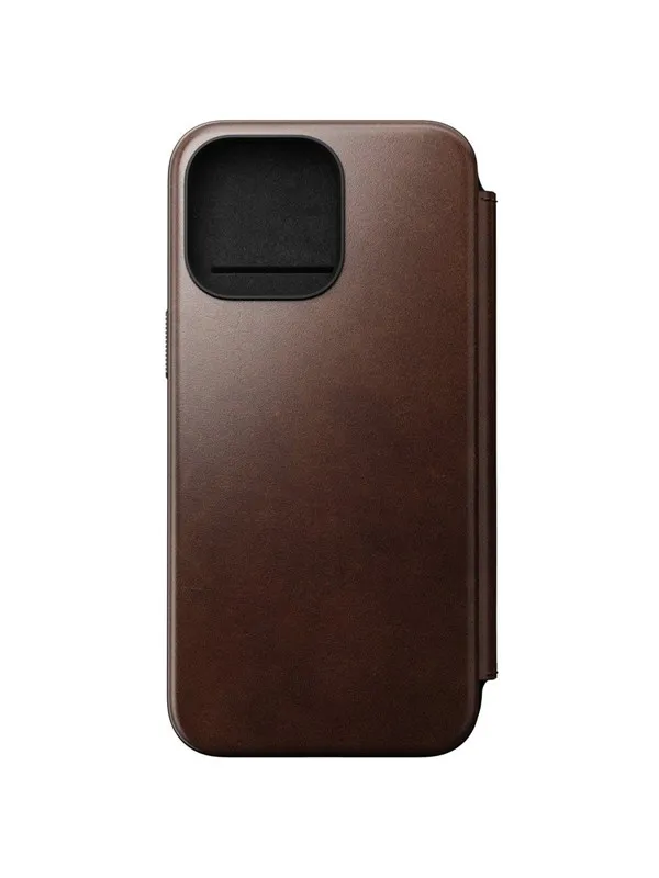 Nomad Modern Leather Folio - iPhone 15 Pro Max | Rustic Brown | Horween