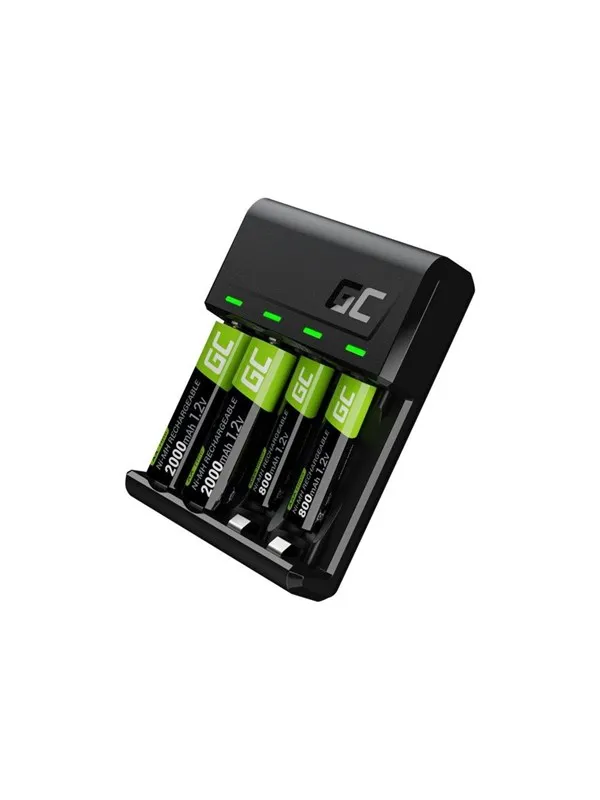 Green Cell VitalCharger battery charger - 0.5 Watt - with 2 x AA NiMH 2000 mAh rechargeable batteries and 2 x AAA NiMH 800 mAh rechargeable batteries