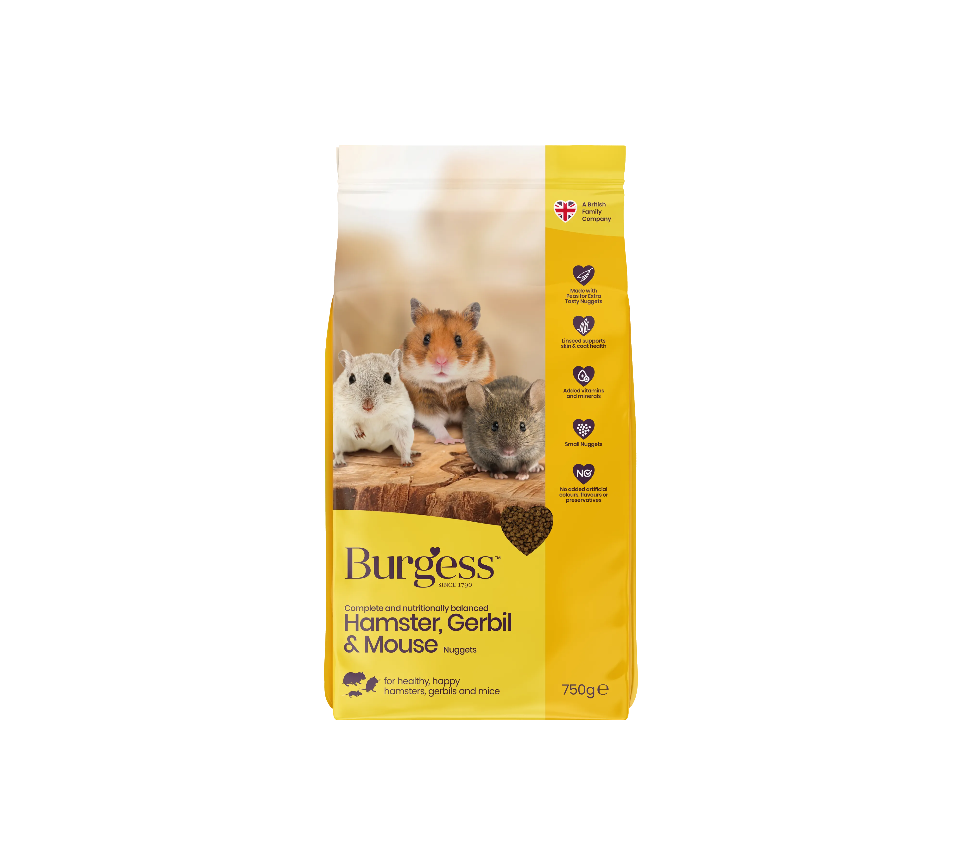 Burgess hamster gerbil & mouse 750g