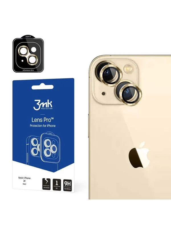 3mk Camera Glass for iPhone 14 9H for  Lens Protection Pro Series Lens - Gold