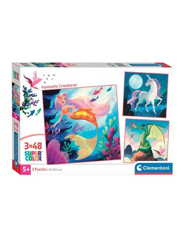 Clementoni Jigsaw Puzzle Super Color Square Fantasy 3x48pcs. Gulv
