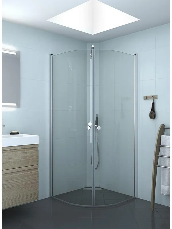 Dansani match quadrant hinged door 99-101 cm satin/clear