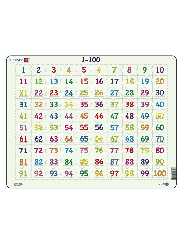 Selecta Play Larsen Jigsaw Puzzle Learning to Count Numbers 1-100 100 pcs. Gulv