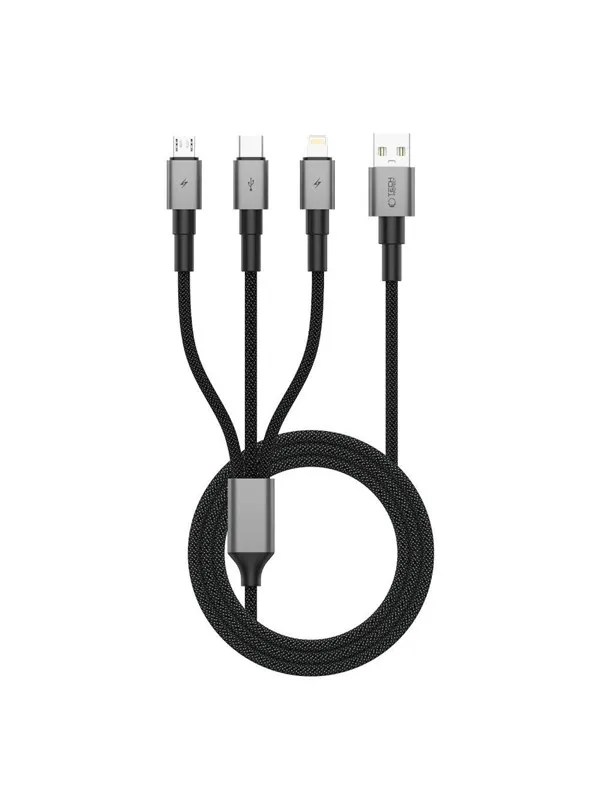 Tech-Protect UltraBoost DNA 3in1 USB-C / Micro-USB / Lightning Cable 120 cm - Grey