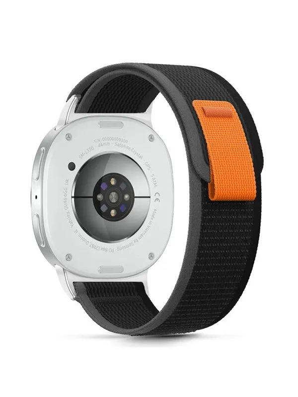 Tech-Protect  Nylon Stripe Strap for Samsung Galaxy Watch 40 / 44 / 46 mm - Black & Orange