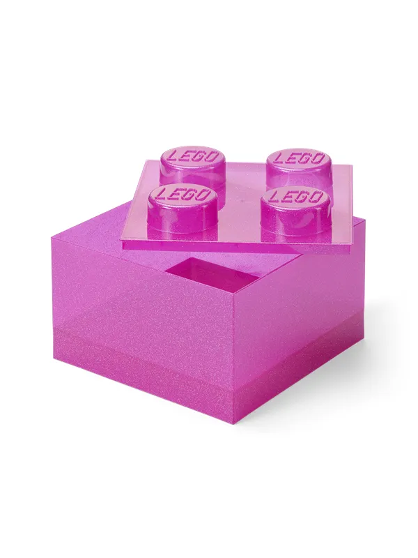 LEGO Storage Brick 4 Top Lid Glitter Medium Violet