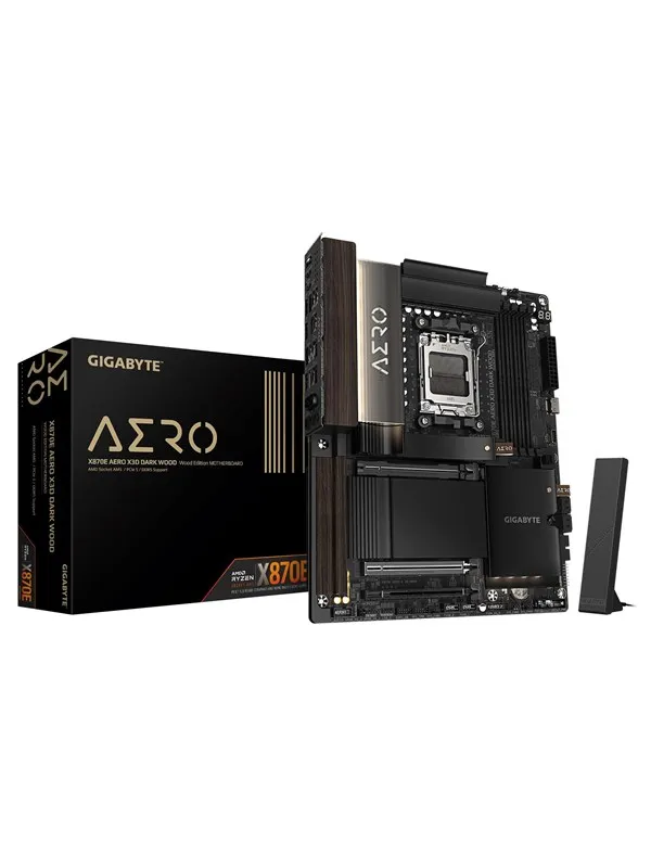 GIGABYTE X870E AERO X3D DARK WOOD Hovedkort - AMD X870E - AMD AM5 socket - DDR5 RAM - ATX