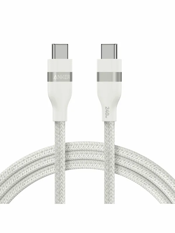 Anker USB-C to USB-C Cable (1.8m 240W Upcycled-Braided) - White