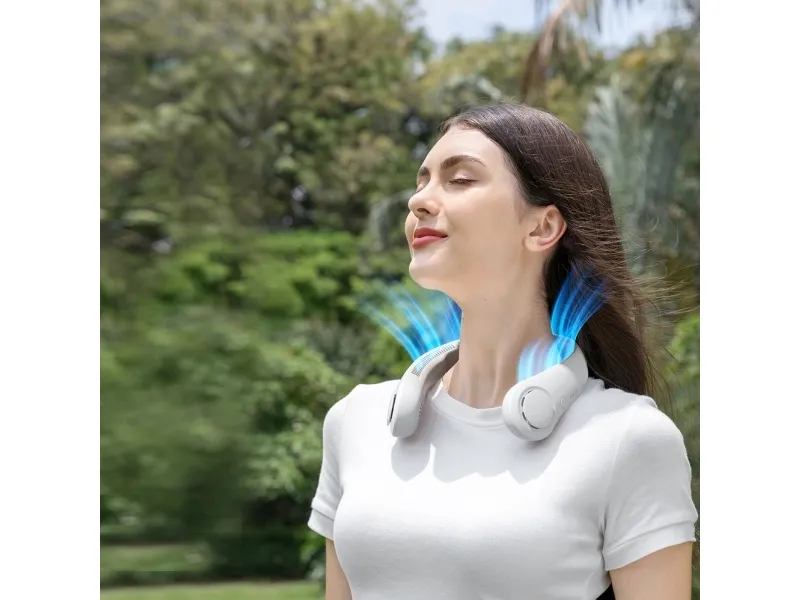 Jisulife Neck Fan 3 4000mAh Portable Neck Fan - Gray Nødlader - Grey - 4000 mAh