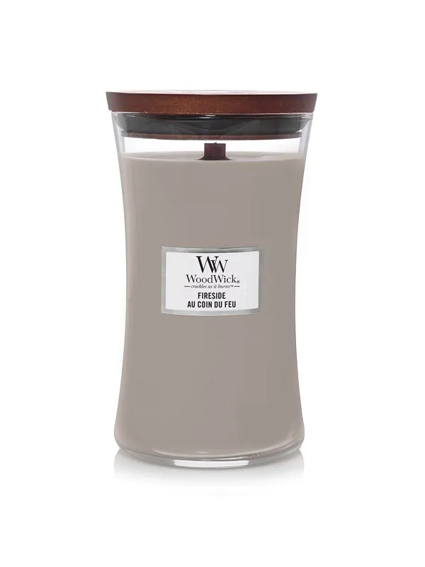 WoodWick Scented candle with wooden lid - Fireside