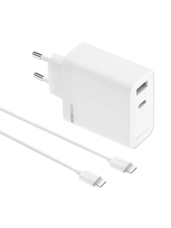 realme SUPERVOOC 80W Dual Ports GaN Adapter with Type-C Cable - White