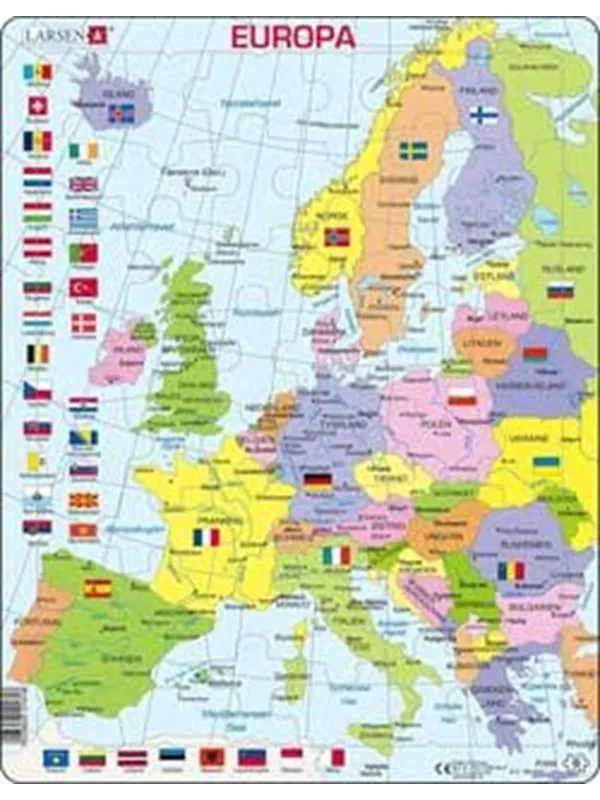 Larsen Puzzles Puzzle Europe (tall format) - 48 pieces Maxi (36.5x28.5 cm) Gulv