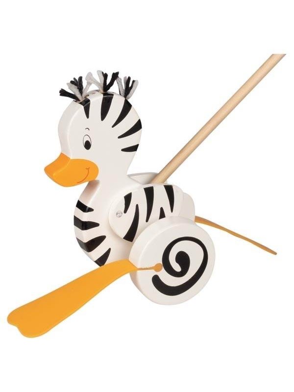 Goki Wooden Push Figure Zebra Duck