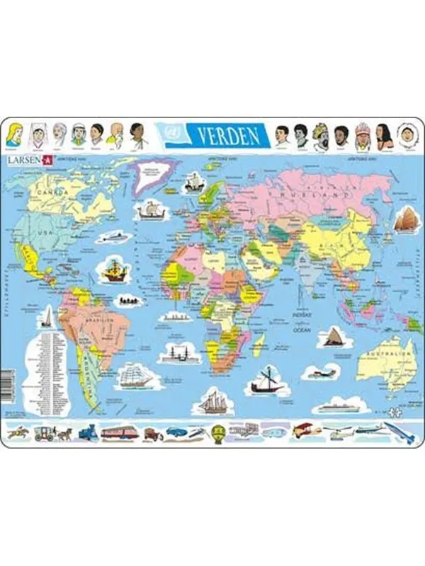 Larsen Puzzles Puzzle World Politics - 107 pieces Maxi (36.5x28.5 cm) Gulv