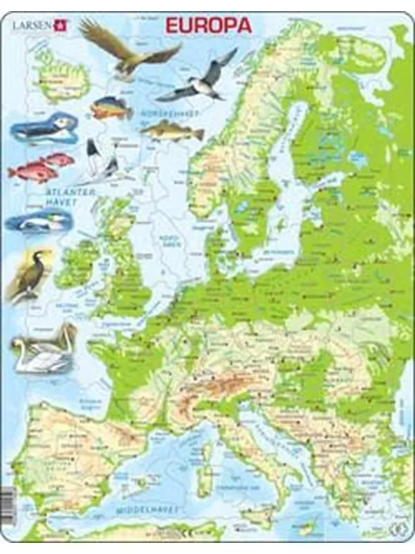 Larsen Puzzles Puzzle Europe Physical Standing - 87 pieces Maxi (36.5x28.5 cm) Gulv