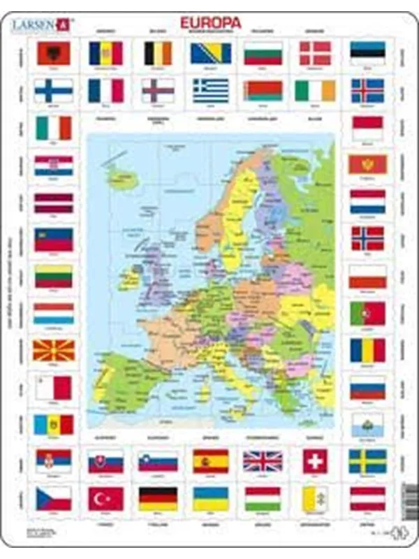 Larsen Puzzles Puzzle Map/flag - Europe - 70 pieces Maxi (36.5x28.5 cm) Gulv