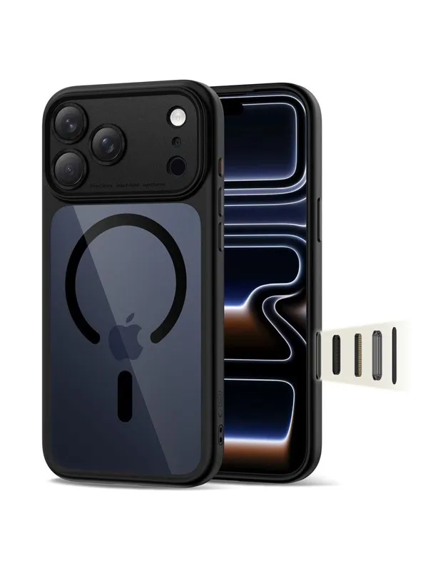 Tech-Protect  Magpeak Magsafe CC Case for iPhone 17 Pro Max - Clear Black