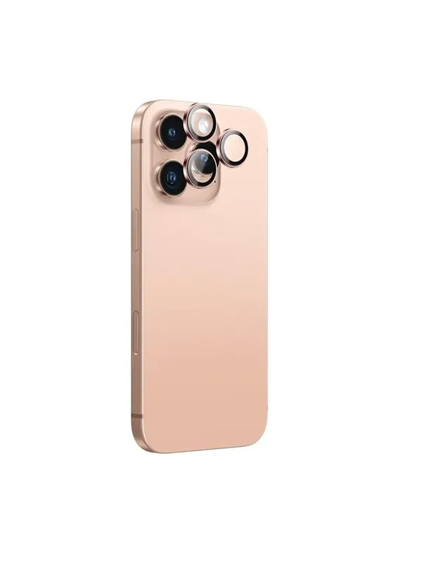 AmazingThing AR Aluminum 3 Lens Glass with Camera Lens Frame for iPhone 16 Pro / 16 Pro Max - Rose Gold