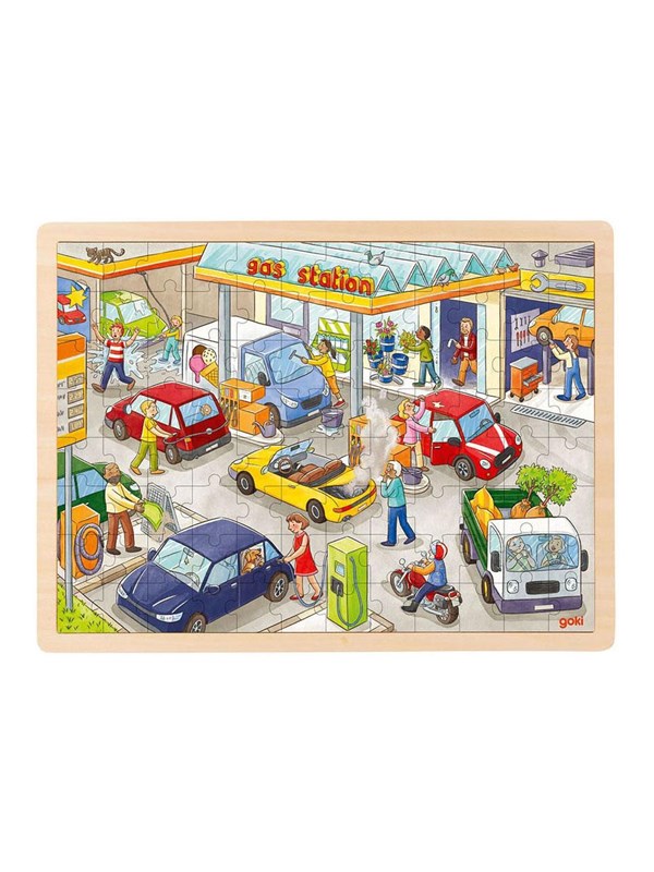 Goki Wooden Jigsaw Puzzle Gas Station 96 pcs. Tre