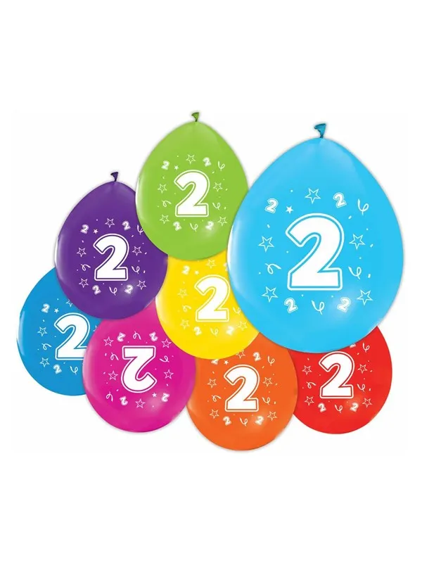 Globos Balloons 2-sided Printed Number 2 8pcs.