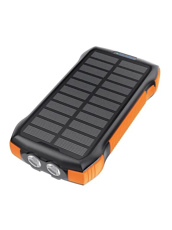 Choetech B567 Solar power bank with inductive charging 3x USB 20000mAh 20W / QC 18W / Qi 10W (black-orange) Nødlader - Svart - 20000 mAh